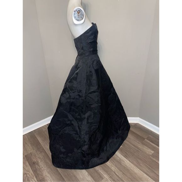 Amsale Floral Fil Coupe Strapless A-Line Gown $1295 - Picture 5 of 7